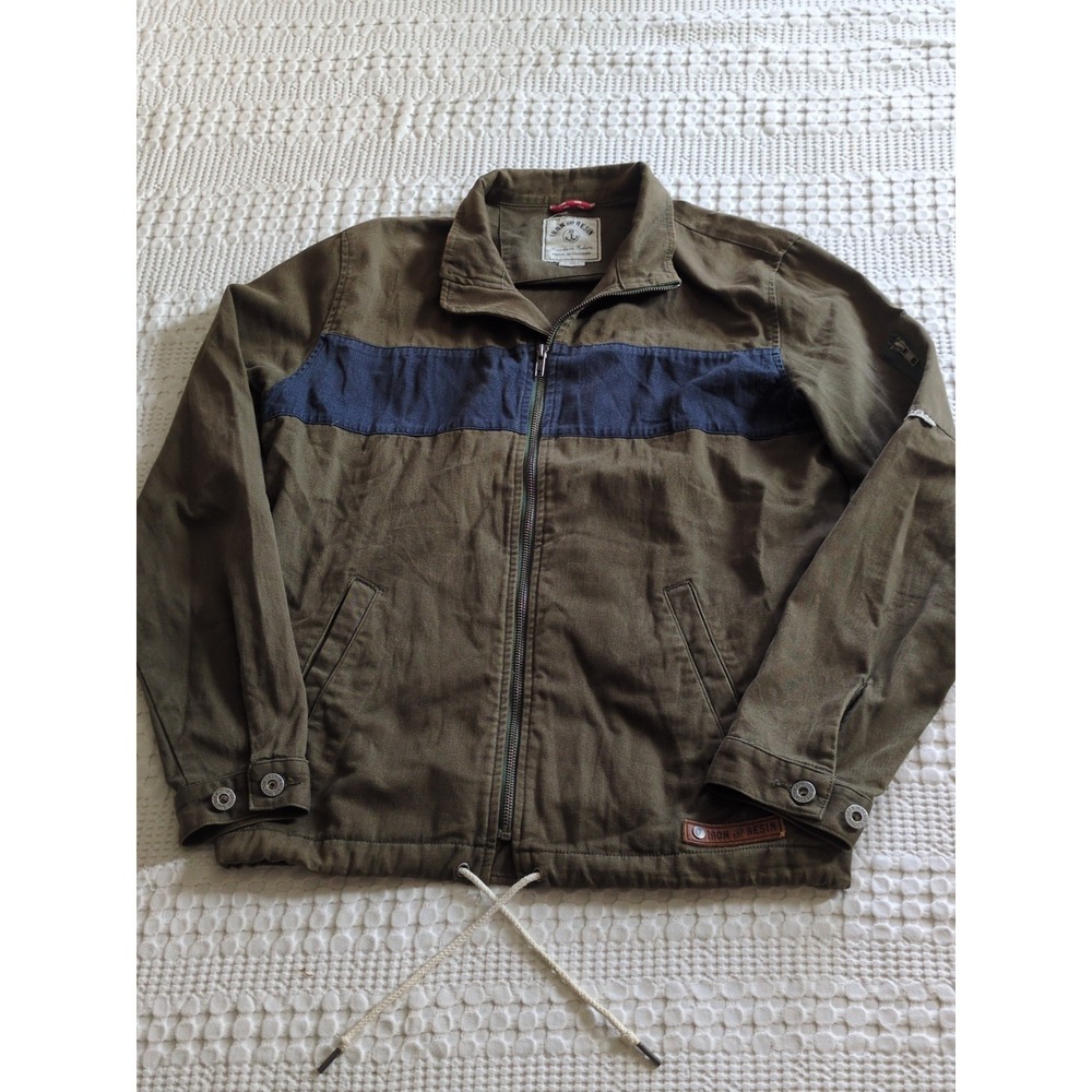 Iron & Resin Huckberry Jacket Full Zip Mock Neck USA Made Size XS Green Blue
